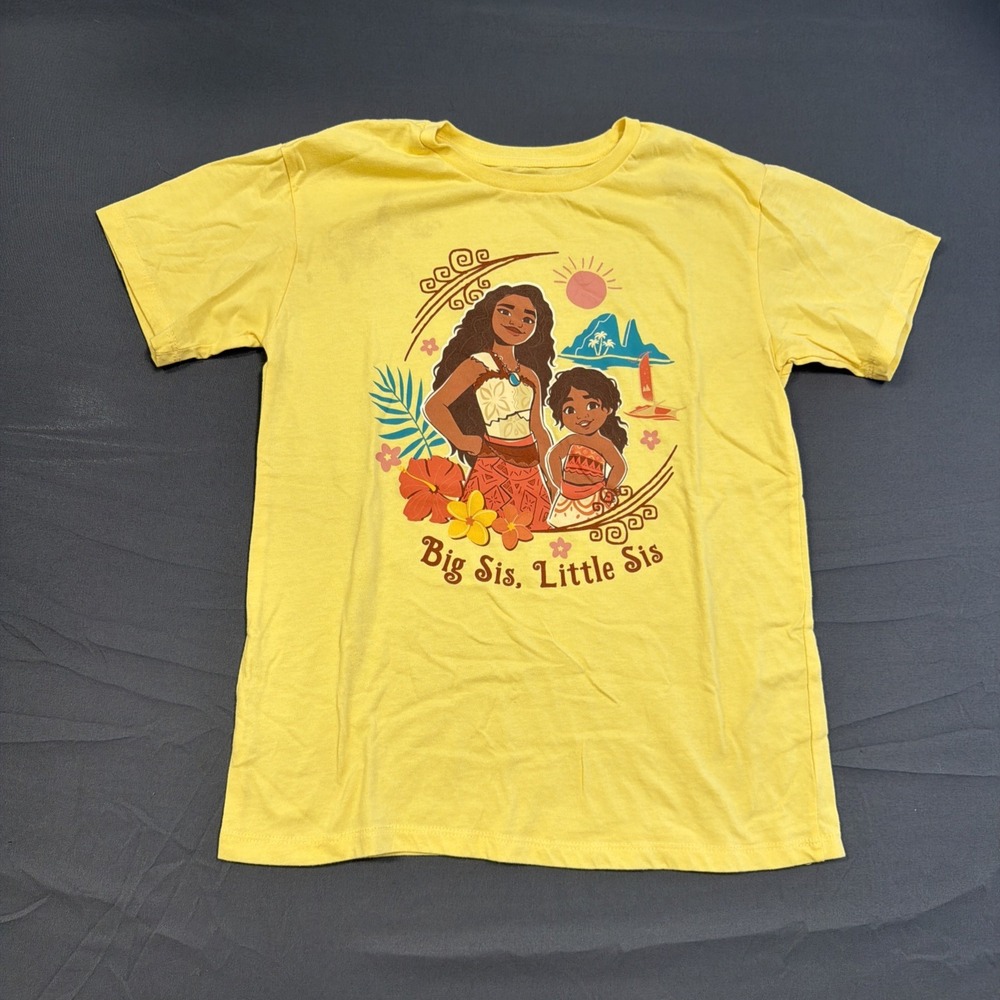 Disney Moana Big Sis Little Sis T-Shirt Yellow Size Large
